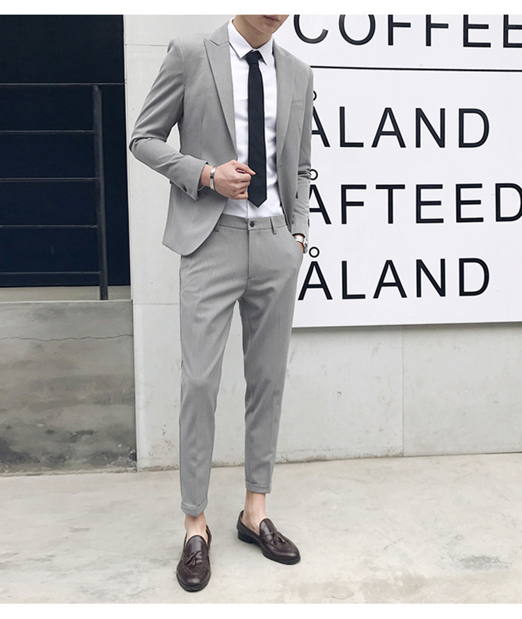 Bộ đồ vest nam phiên bản Hàn Quốc của Slim kinh doanh chuyên nghiệp ăn mặc giản dị giới trẻ Anh đồ nam đẹp 2021