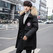 Áo khoác nam mùa đông xuống áo khoác lông trùm đầu phiên bản Hàn Quốc 2018 mới dày phần dài thanh niên ấm áp mùa thu và áo khoác mùa đông