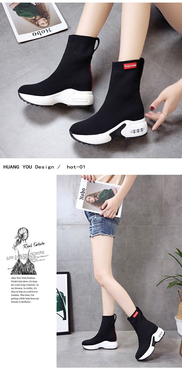 Giày thun co giãn nữ phiên bản Hàn Quốc mùa thu và mùa đông mới đế mỏng đế dày đế dày với giày cao thoáng khí giày the thao nữ hàng hiệu