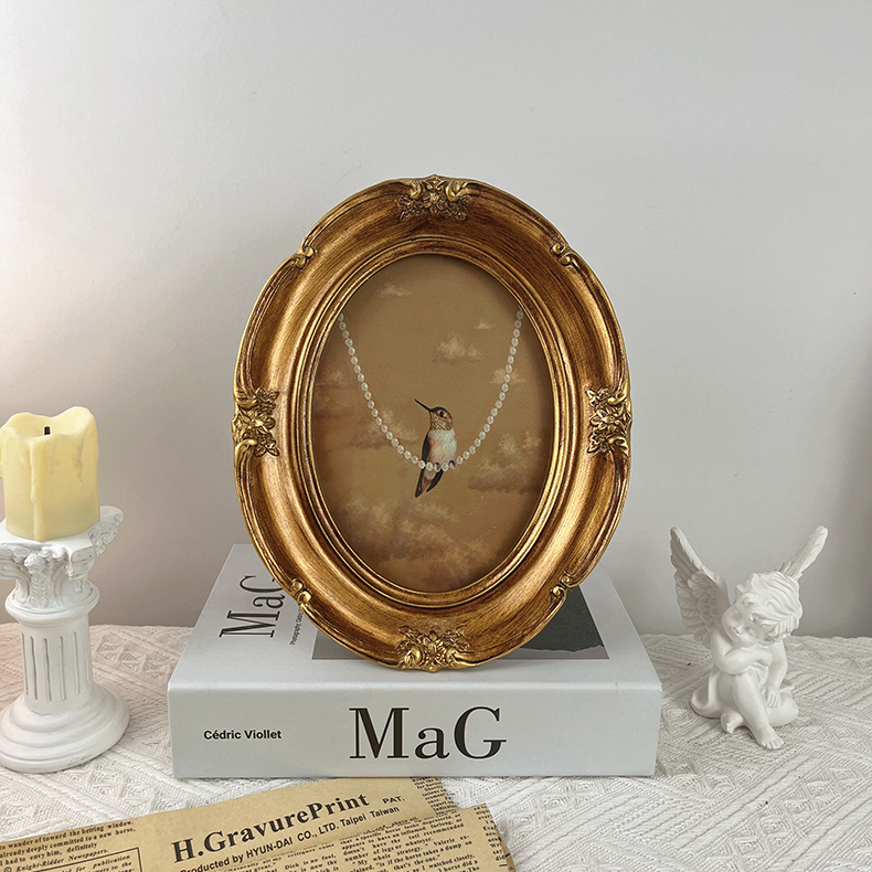 American-Style Pearl Bird Classical Oil Painting Decorative Painting Desktop Ornament Living Room Entrance Bedroom Bedside Hanging Painting Retro Photo Frame