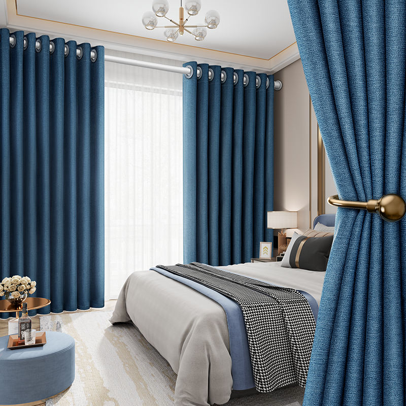 Curtains free of punching installation telescopic lever a whole set of bedroom full blackout light luxury cloth simple installation free 2021 new model