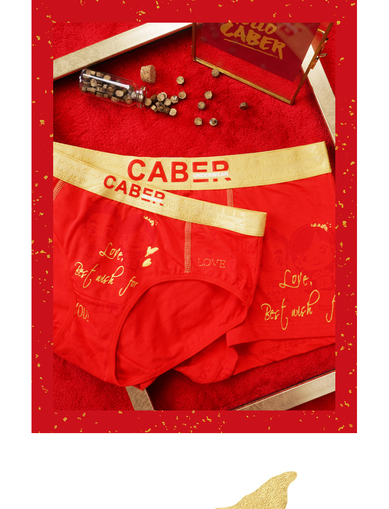 Caber / Calbury cặp đồ lót nam boxer nữ tam giác gợi cảm 2018 mới lớn màu đỏ năm sinh đồ lót quần lót cặp đôi chất lượng