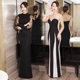 Sexy dress 2020 new night show evening dress long nightclub women's low-cut temperament suspender long skirt is thin