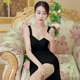 Sexy evening dress high-end white temperament light luxury host banquet dress fishtail slit long skirt bag hip