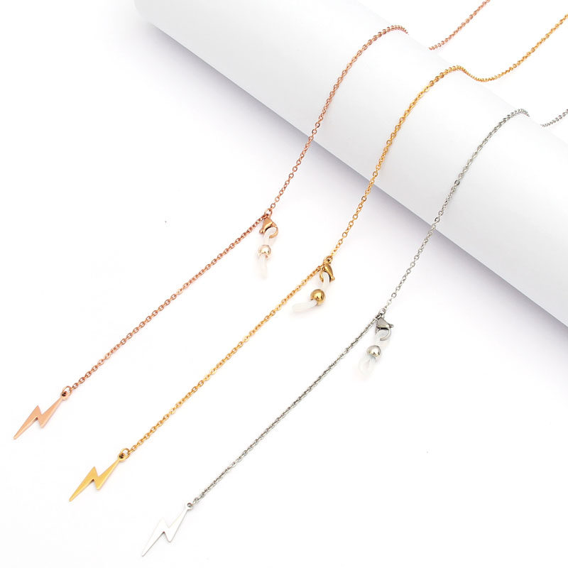 Fashion Lightning Pendant Silver Color Not Drop Color Mask Chain Rose Gold Titanium Steel Glasses Chain Woman Hanging Neck Anti Slip Rope