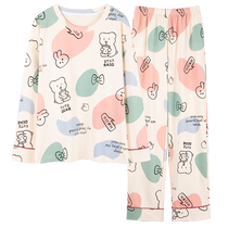 Nanjiren pure cotton pajamas for women summer thin can be worn outside spring and autumn long-sleeved home clothes set 2024 new style