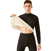 Anjiren Mens Thermal Underwear Set Thickened and Velvet Heated Lambs Wool Autumn Clothes and Autumn Pants for Middle-aged and Elderly Winter
