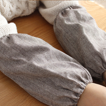 Japanese-style solid color adult children parent-child sleeves Anti-fouling cleaning office kitchen housework sleeves Cotton and linen striped fabric