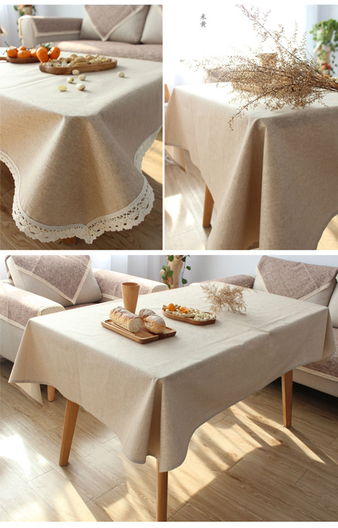 Hạt dẻ Nhật Bản phong cách đơn giản cotton và lanh khăn trải bàn không thấm nước khăn trải bàn khăn trải bàn đơn giản màu cà phê bàn ​​tròn vải tấm trải bàn