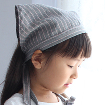  Japanese-style striped kitchen headscarf Anti-fume baking chef household hat Food waiter childrens triangle headscarf
