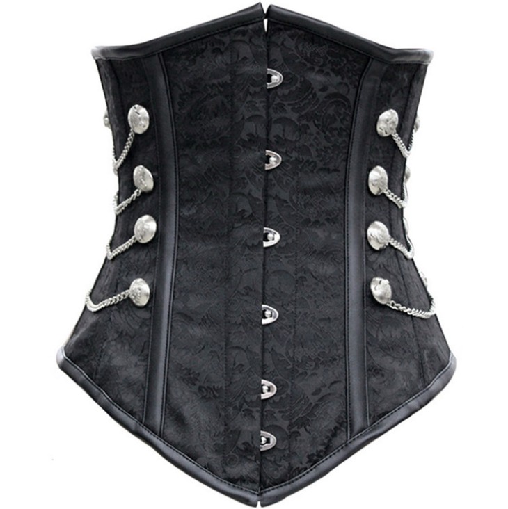 Mặc một chiếc áo nịt ngực màu đen của tòa án corset eo bụng cơ thể cơ thể bảo vệ dạ dày sm thống nhất quần lót lưng cao cao cấp