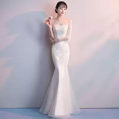 Socialite banquet evening dress female 2019 new annual meeting party host slim dress slim dress long version