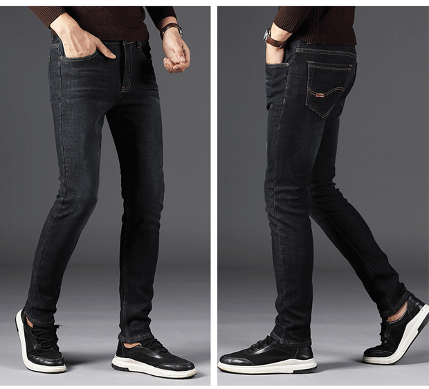 Mùa đông cộng với quần jean nhung nam quần dài ấm áp quần nam dày với nhung cộng với quần cotton nam trung niên áo nam