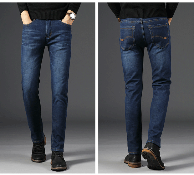 Mùa đông cộng với quần jean nhung nam quần dài ấm áp quần nam dày với nhung cộng với quần cotton nam trung niên áo nam