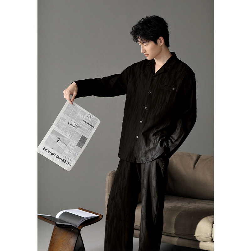 High-End 2026 New Style Men's Pajamas, Spring and Autumn Pure Cotton Long-Sleeved Men's Casual Four-Season Home Wear Set