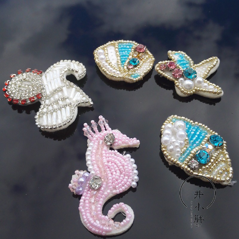 Small fresh starfish conch seahorse shell cloth stickers hand-beaded DIY bag sweater coat pants decoration