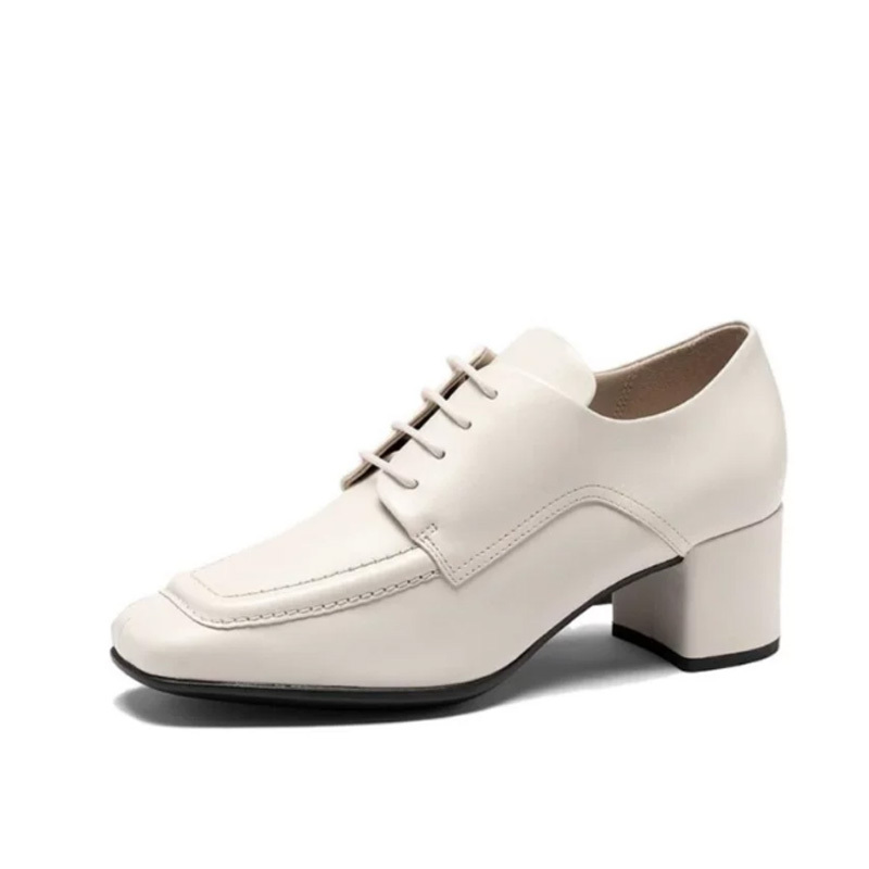 Ecco Women's Shoes New Style Oxford Shoes High-Heeled Square-Toe British-Style Leather Shoes Work Shoes Model 290723