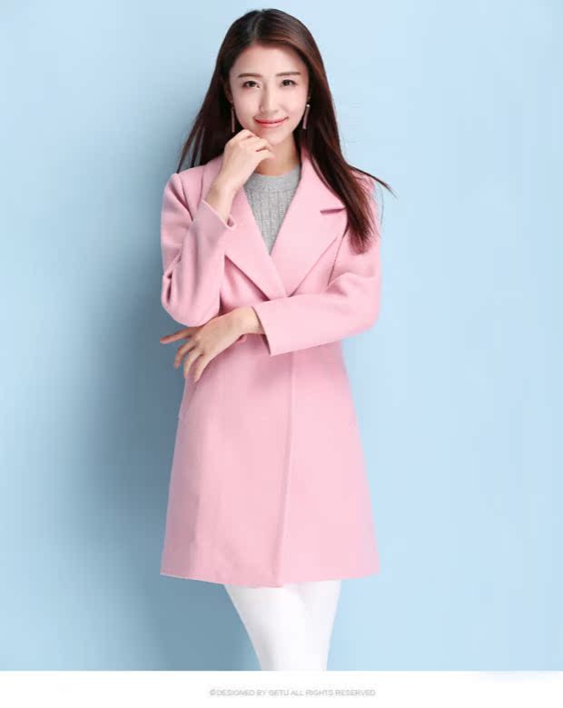 Mùa đông 2016 mới Hàn Quốc áo khoác len nữ dài phần mỏng thon gọn kích thước lớn áo len cashmere - Áo khoác dài áo măng tô