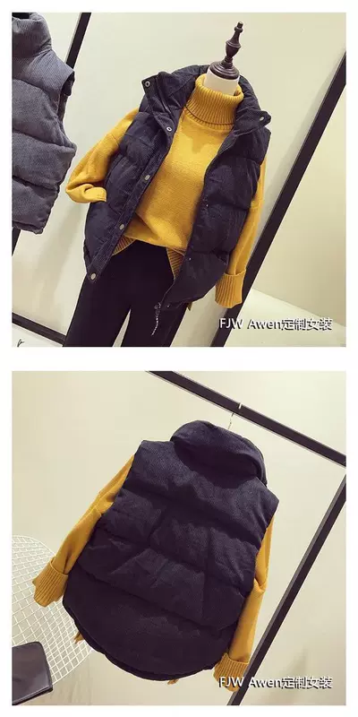 Mùa thu và mùa đông áo khoác dày học sinh cotton bánh mì ngắn vest nhung kẻ sọc áo len hai mảnh nữ áo gile đẹp