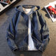 Spring and Autumn Fashion Hooded Retro Zipper Denim Jacket for Men, Teenagers and Students, Loose, Handsome and Casual Jacket