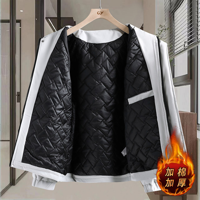 Autumn and Winter Hooded Short Padded Thickened Jacket for Men, Teenagers, and Middle School Students, Warm and Slim-Fitting Outerwear