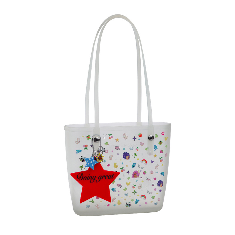Doodledookey Original Genuine Design Emoji Spoof Transparent Large-Capacity Tote Bag Shoulder Bag