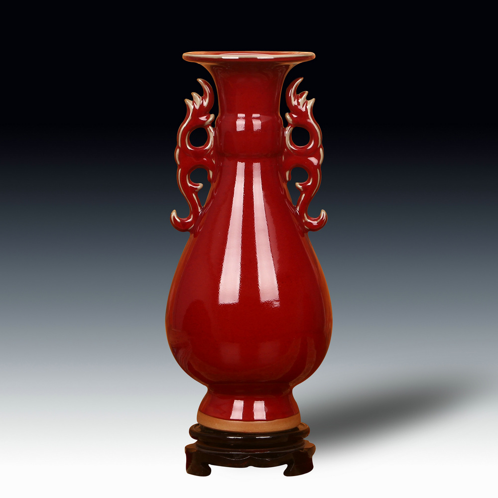 Jingdezhen ceramic vase archaize of jun porcelain up Chinese flowering crabapple red ssangyong ear okho spring vase home furnishing articles