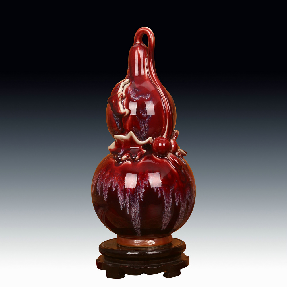 Jingdezhen ceramic vase archaize of jun porcelain up change flower vase bat Chinese style decoration crafts are set