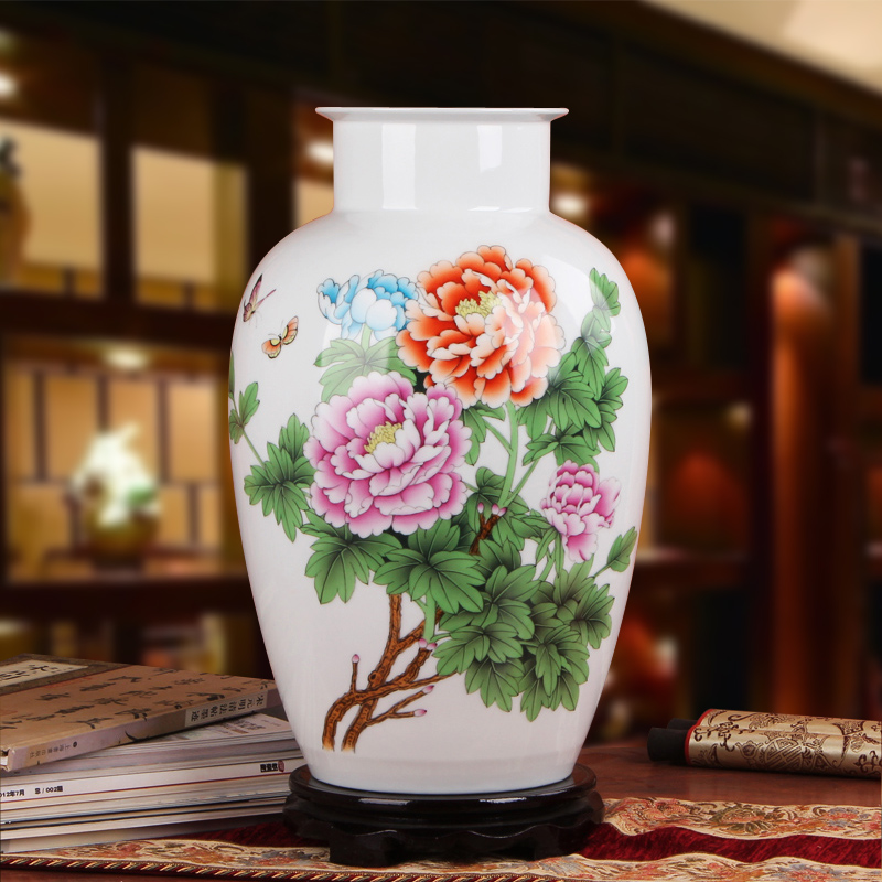 Famous works of hu, jingdezhen ceramics vase upscale gift hand famille rose porcelain vase peony