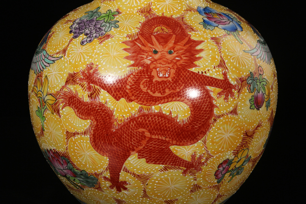 Jingdezhen ceramics vase archaize enamel pastel color dragons and phoenixes vase classical hand - made furnishing articles ornaments