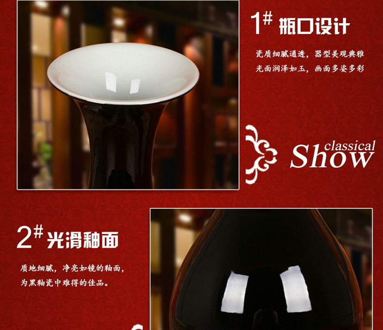 Color black sharply jingdezhen ceramics glaze vase contracted and I household decoration decoration decorative furnishing articles