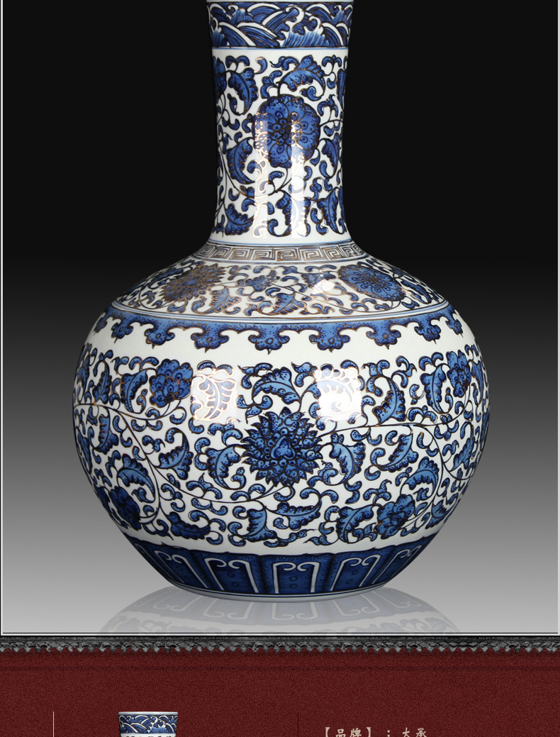 Jingdezhen blue and white paint around branches celestial hand - made ceramics vase Chinese style classical collection handicraft furnishing articles