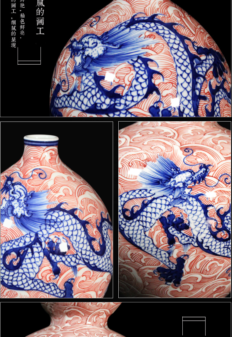 JingDeDe ceramics town of antique Chinese blue and white youligong tenglong gourd vase study crafts are sitting room