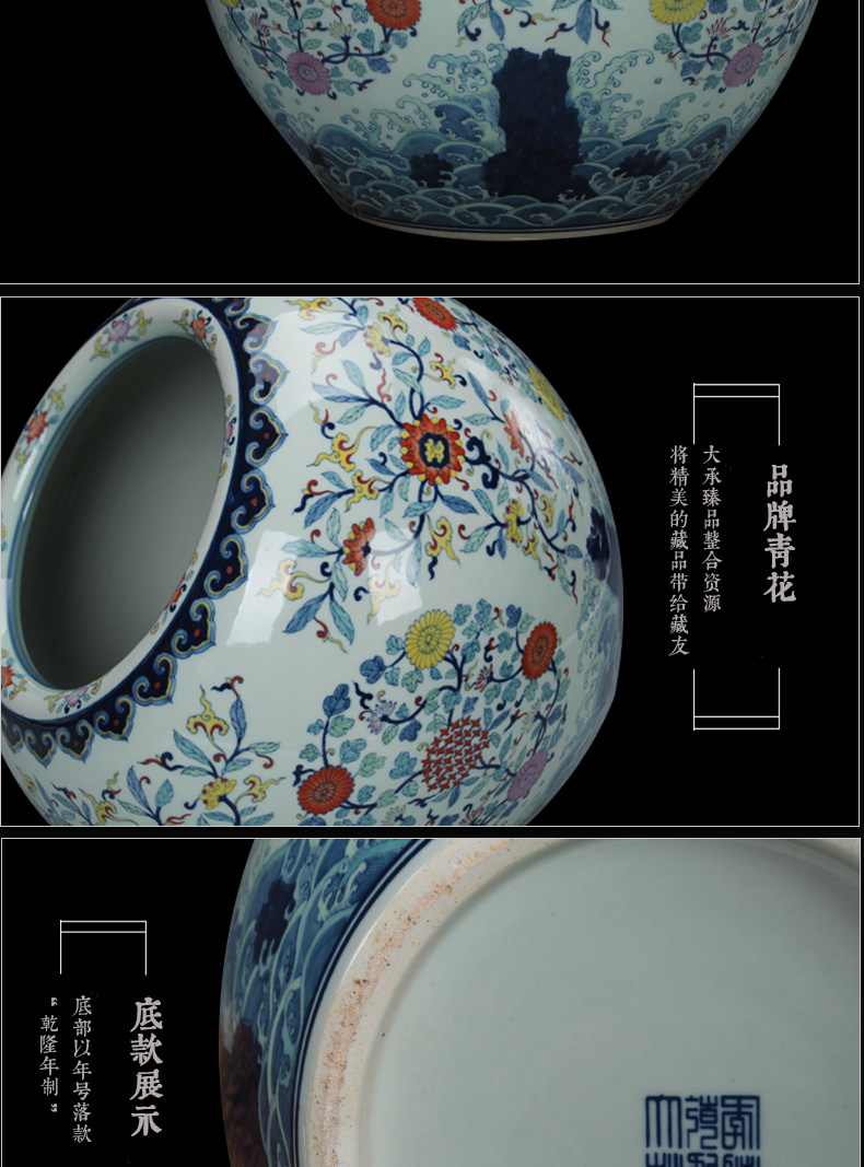 Jingdezhen high - end antique hand - made ceramics bucket colors apple pot vase collection decoration handicraft furnishing articles