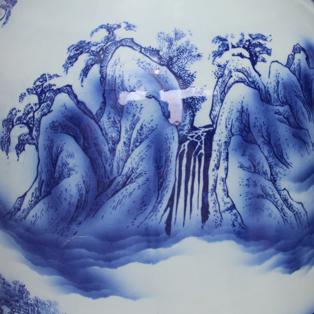 Jingdezhen blue and white landscape jin was the French ceramics vase classical Chinese style lobby sitting room adornment