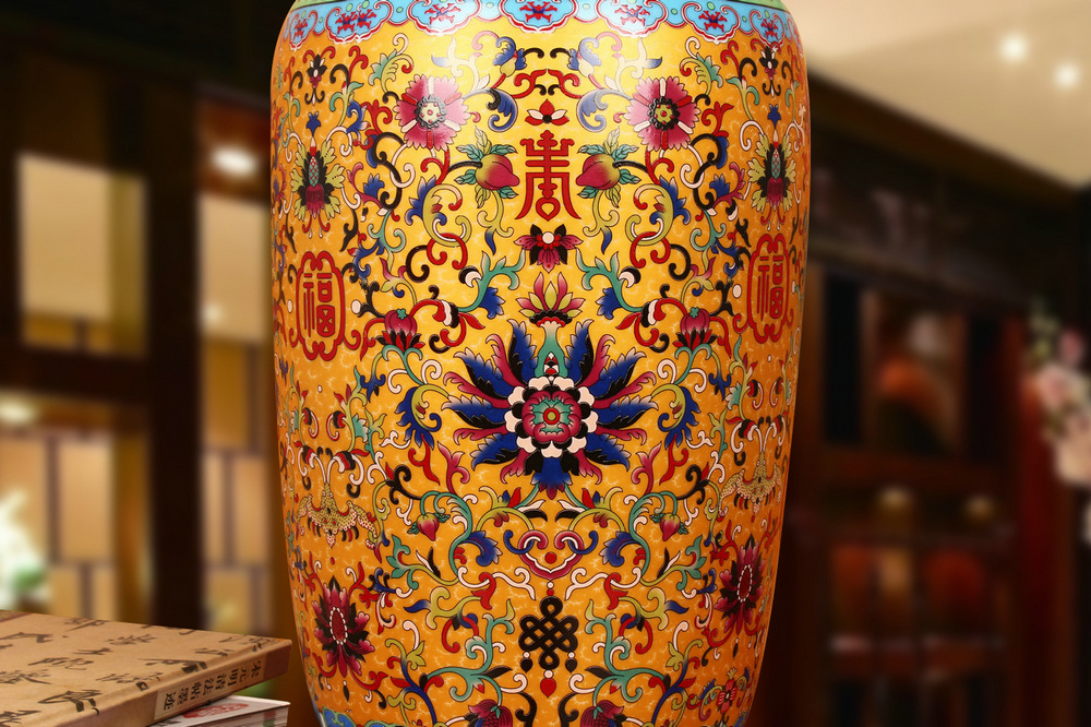 Antique Chinese jingdezhen ceramics enamel Mosaic gold live vases bottles of fashion home decoration crafts