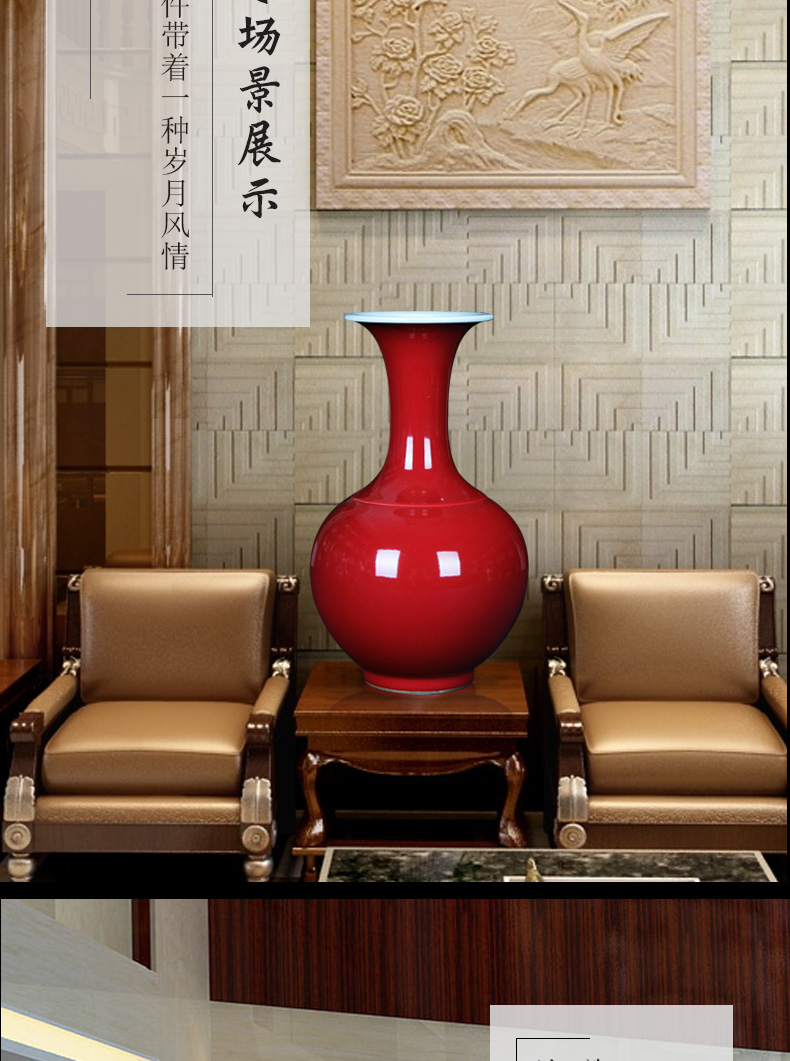 Jingdezhen ceramics classic Chinese red vase small Chinese rich ancient frame mesa adornment handicraft furnishing articles