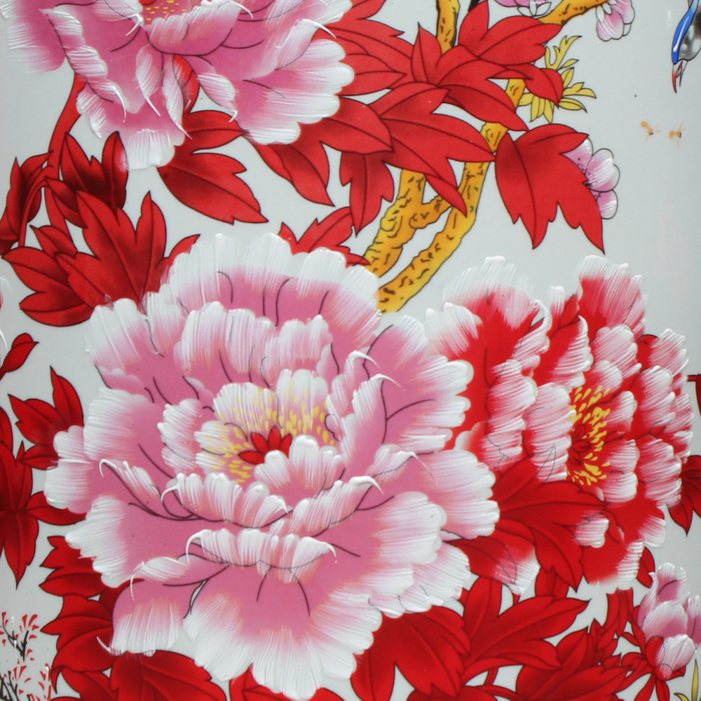 Jingdezhen ceramics powder enamel vase peony riches and honour the phoenix landing big hotel lobby sitting room adornment is placed