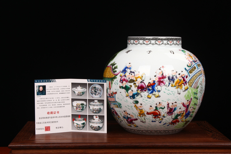 Jingdezhen ceramics antique Ming and the qing dynasties Wang Zhenxi hand - made figure large pot home collection handicraft furnishing articles the ancient philosophers