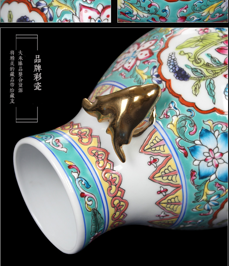 Jingdezhen ceramics, vases, antique Chinese style is classic hand - drawn pastel flowers deer head altar statute of crafts are set