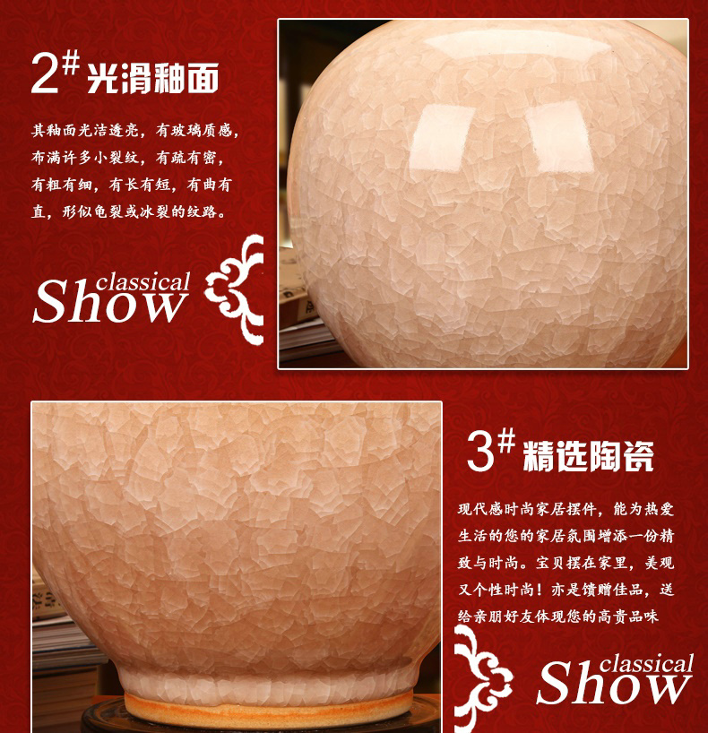 High - end antique jingdezhen ceramics up crack open piece of crystal vase modern Chinese home furnishing articles