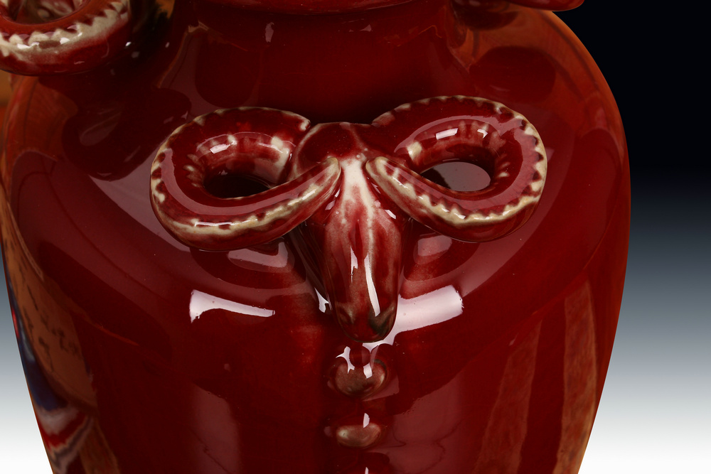 Jingdezhen ceramic vase three sheep statute of archaize of jun porcelain up lang offering red vase modern Chinese style decoration furnishing articles