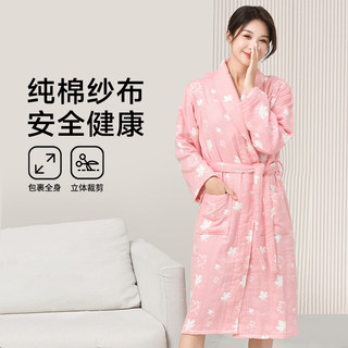 Bathrobe for Women, Adult, Pure Cotton, Absorbent, Quick-Drying, Suitable for All Seasons, Gauze Nightgown, Bathrobe, Long, 2026 New Style