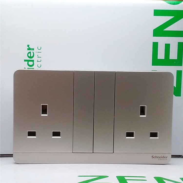 Schneider Yishang gold two-position double-position with switch British standard British Hong Kong Yishang 13A square foot socket type 146