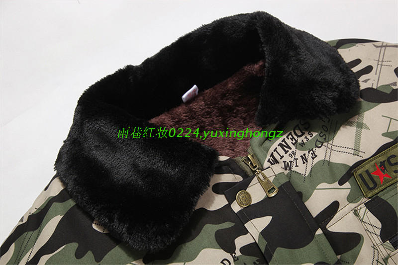Bộ đồ cotton mùa đông cho nam trung niên quần áo ngụy trang cộng với áo khoác nhung trung niên dày cộng với phân bón để tăng áo khoác ngoài bằng cotton áo parka nam