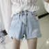 Quần lửng cạp cao sáng màu quần short denim nữ hè 2020 đã khoét lỗ thẳng ống quần rộng ống quần sinh viên nóng bỏng - Quần jean