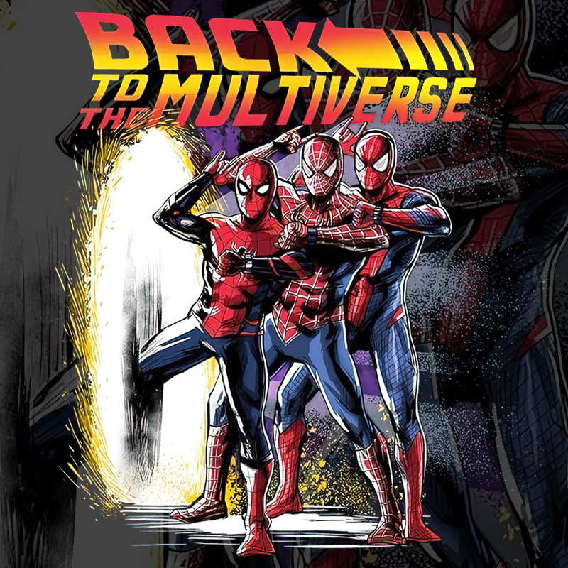 Spider-Man Across the Universe Marvel Co-Branded Movie Merchandise Short-Sleeved T-Shirt for Men and Women, Loose-Fitting Pure Cotton Half-Sleeve Clothing, Trendy