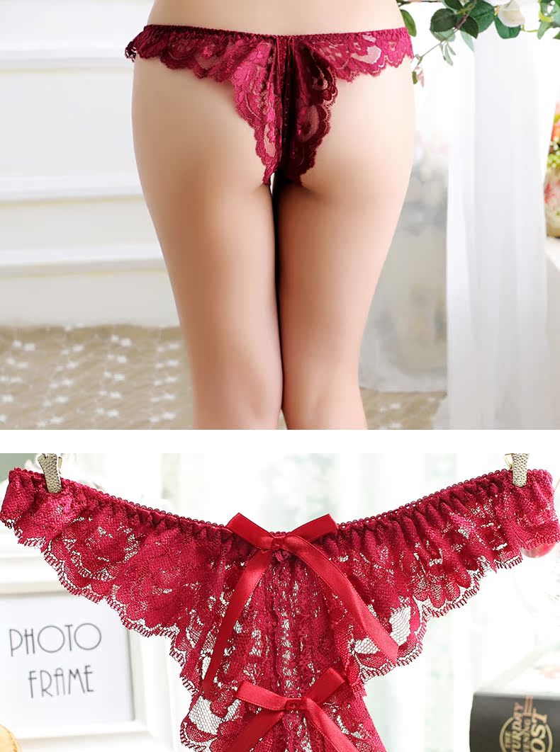 Quần áo gợi cảm của người đàn ông đồ lót nữ mùa hè vải ren trong suốt căng không có dấu vết eo thấp gợi cảm quyến rũ T quần quần lót cạp cao