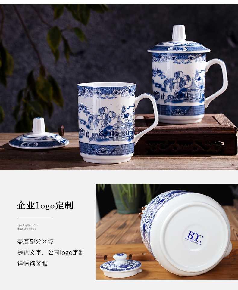 Jingdezhen ceramic teapot high - capacity cool large blue and white porcelain kettle cold old girder kettle pot of tea