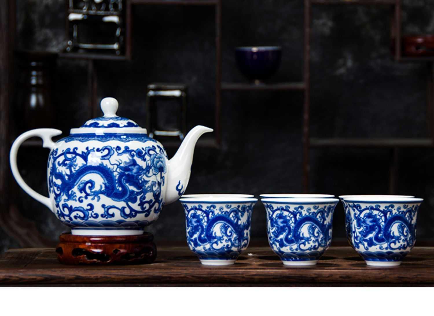 Ceramic teapot single pot of belt filter large household utensils suit under the glaze color of blue and white porcelain of jingdezhen porcelain